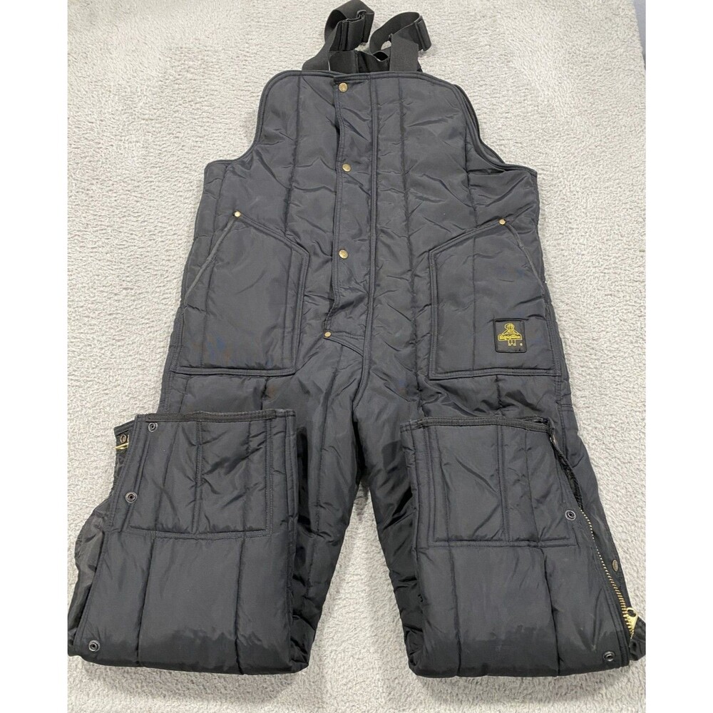 RefrigiWear Bib Overalls Mens XL Black Nylon Insulated Workwear Freezer Pants